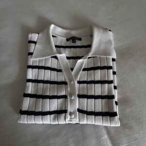 Blue and white striped women’s polo